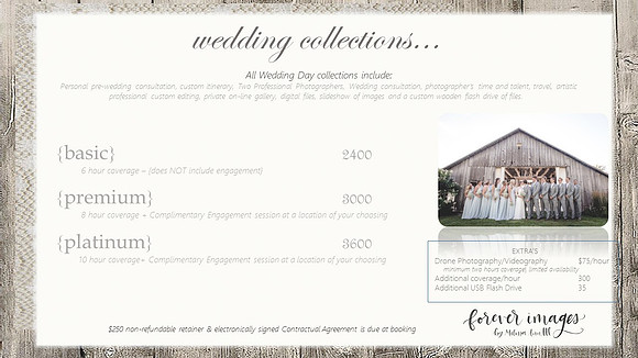 2018-2019 Pricing - Weddings